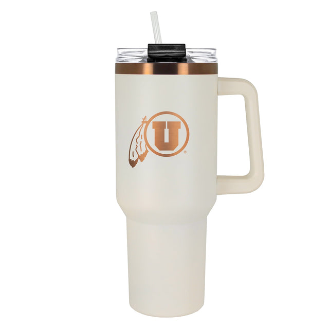 Front. Great American Products - Utah Utes 40oz. Colossus Copper Edition Tumbler - Cream.