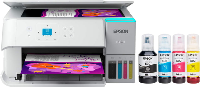 EPSON OK ET-2980 : ecatel  28T DilSe Scheol Lr s T  BK C M Y EPSON - - Sae pntes 502 BK Mac tanir tank EPSON EPSON EPSON age - Pee -- de - Ens - - - Saoe - - - -nor - - - -A : 502T 502 502 C M Y Cre Magenta Veloar Jaune ank ank