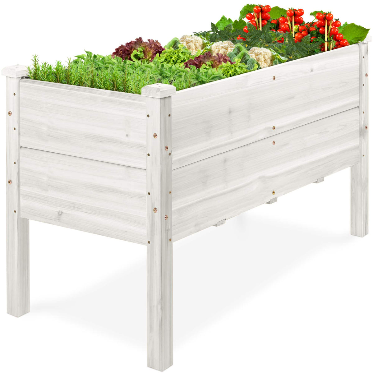 Best Choice Products - 48" x 24" x 30" Raised Garden Bed, Extra Deep 16" Depth, Elevated Wood Planter Stand - White