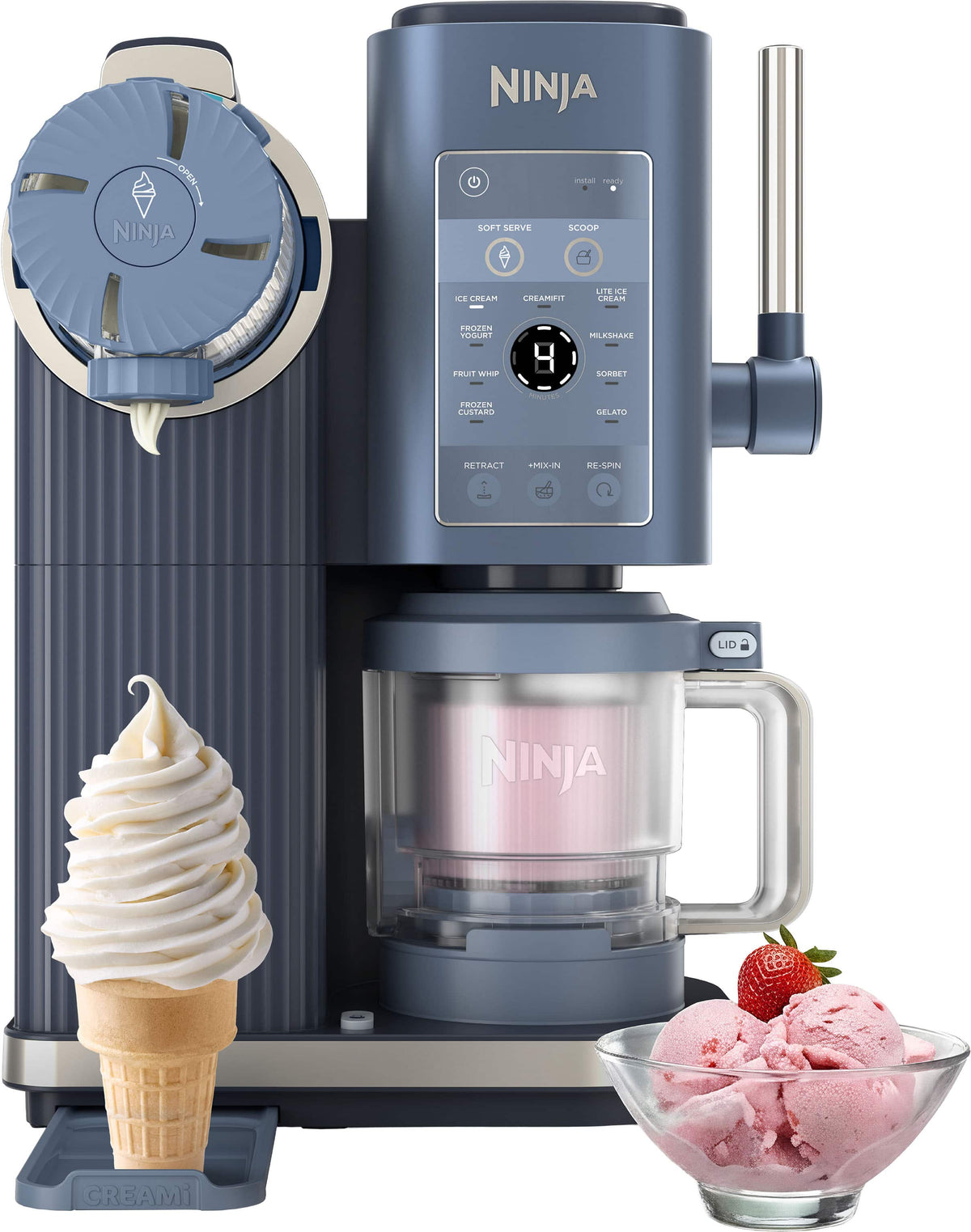Ninja - CREAMi Scoop & Swirl Ice Cream & Soft Serve Maker, 13 One-Touch Programs - Navy
