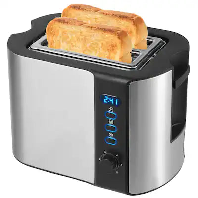 tesslux - 2 Slice Toaster with Extra Wide Slot, 6 Toast Settings, Reheat, Defrost, Cancel Functions, Built-in Warming Rack, Timer