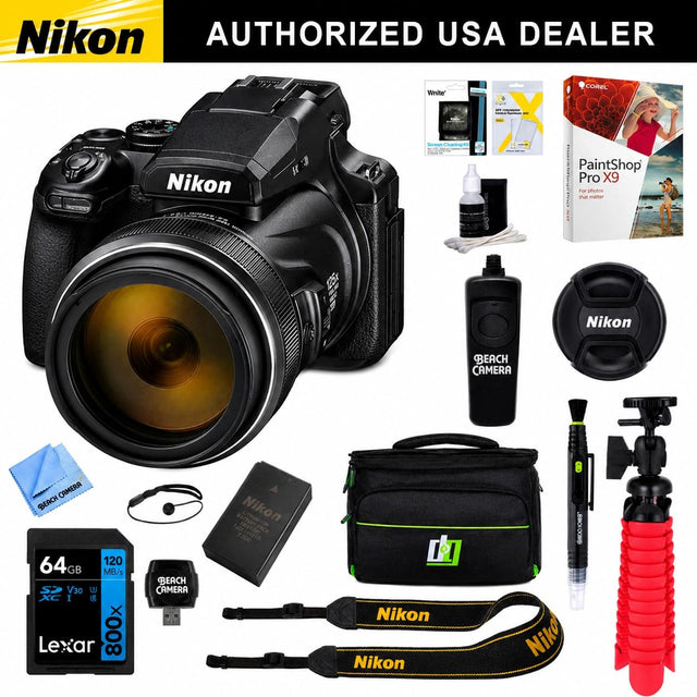 Nikon AUTHORIZED USA DEALER

White
24 - X
COREL
Screen Cleaning Kit
Nikon
PaintShop Pro X9 For photos that matter
Nikon
BEACH CAMERA
BEACH CAMERA 64GB 120 MB/s SD V30 U XC I 0 Lexar 800x
BEACH CAMERA
7.123.5 Nikon ON PACK LIKE
D Nikon Nikon
JENOI ESCO Niko