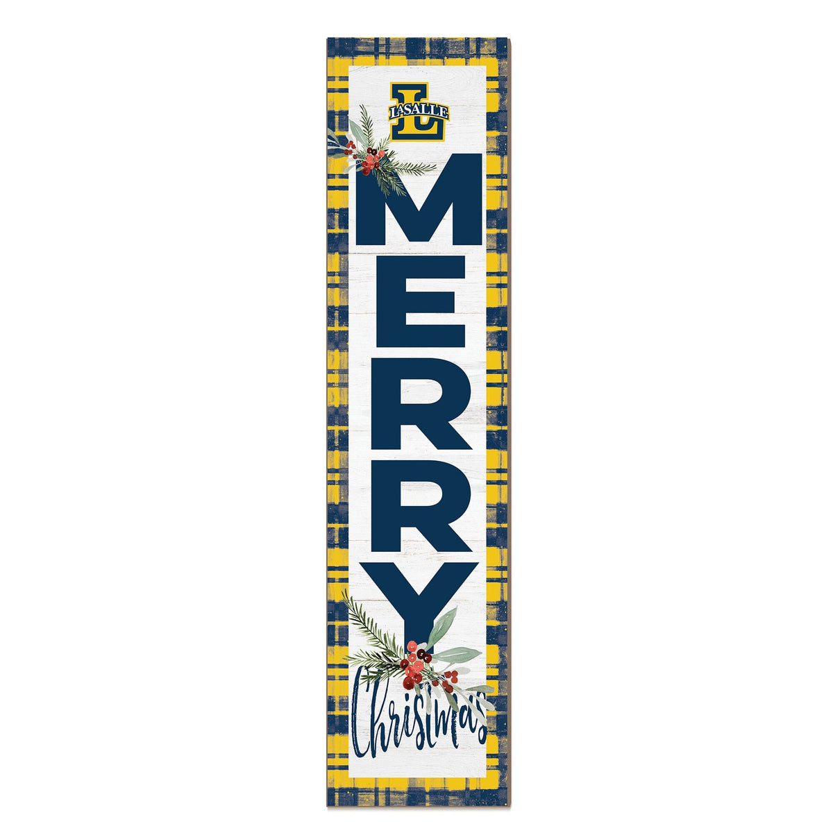 Jardine - La Salle Explorers 12'' x 48'' Outdoor Merry Christmas Leaner - White