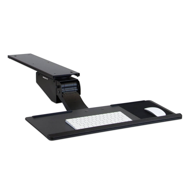Front. Mount-It! - Adjustable Under Desk Keyboard and Mouse Drawer Platform with Ergonomic Wrist Rest, Black - Black.