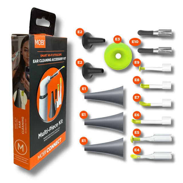 MOBI SMART WI-FI OTOSCOPE EAR CLEANING ACCESSORY KIT

Multi-Piece Kit

E2
E1
E7
E4
E5
E6
E8
E9
E10
E3

MOBI CONNECT