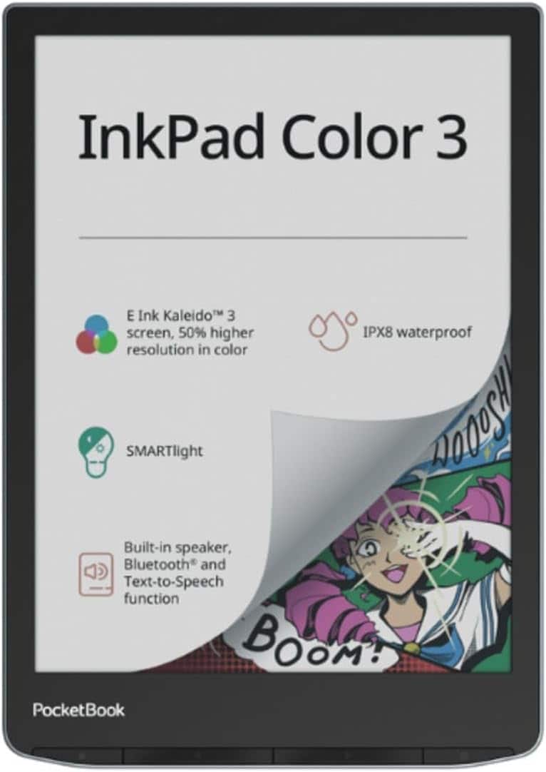 PocketBook - InkPad Color 3 E-Book Reader | 7.8'' Color Screen | Eye-Friendly | Audiobooks & Text-to-Speech | Bluetooth - 2025 - Stormy Sea