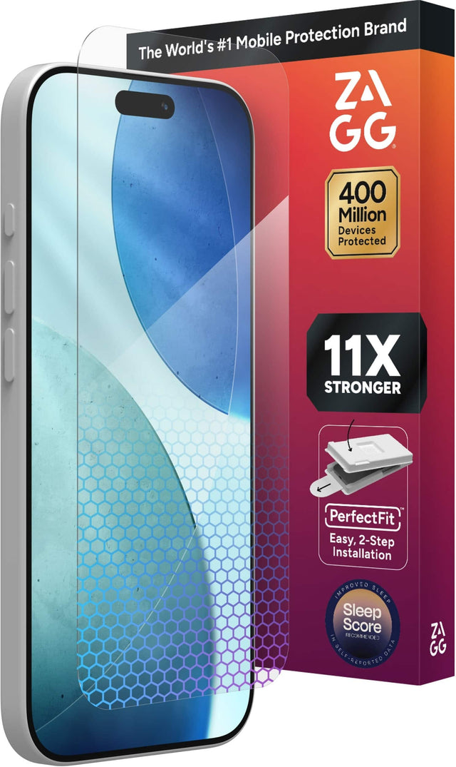 The World's #1 Mobile Protection Brand

ZAGG

400 Million Devices Protected

11X STRONGER

PerfectFit
Easy, 2-Step Installation

IMPROVED SLEEP
Sleep Score
IN RECOMMENDED
SELF-REPORTED DATA
