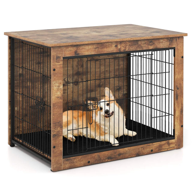 Front. Gymax - Gymax Dog Crate Furniture for Small/Medium Dogs 33'' Indoor Pet House Side End Table.