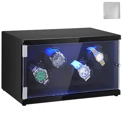 VEVOR - Watch Winder, Watch Winder for 4 Men's and Women's Automatic Watches, with 2 Super Quiet Japanese Mabuchi Motors