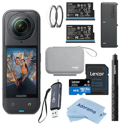 Insta360 - X5 8K 360 Action Camera Essentials Bundle, w/64GB Card,Card Reader