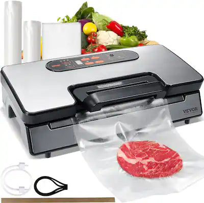 VEVOR - Vacuum Sealer Machine, 90Kpa 130W Powerful Dual Pump and Dual Sealing, Dry and Moist Food Storage, Automatic and Manual