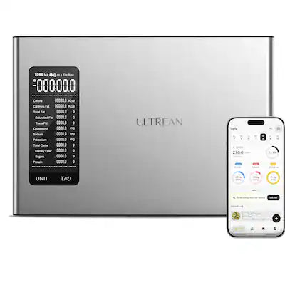 Ultrean - Smart Kitchen Scale - Nutritional Calculator, App Calorie Tracker, AI Analysis, Stainless Steel, 22lb Capacity