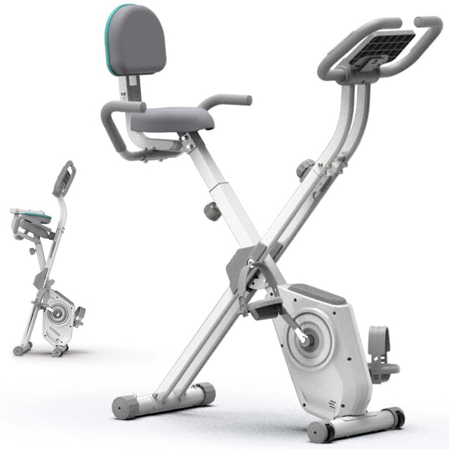 Front. HARISON - HARISON Folding Exercise Bike for Home, 5-in-1 Magnetic Stationary Bike with Bluetooth, 350 LB Capacity - White.