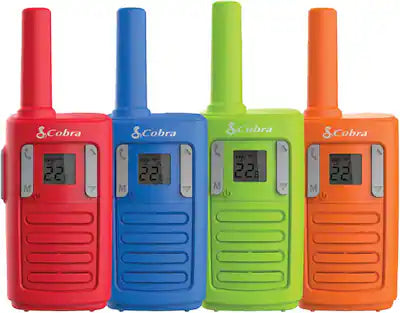 Cobra - RX100 16-Mile Range Family Walkie Talkies (4-Pack) Kid-Friendly Communication, 22 Channels, NOAA Weather Alerts