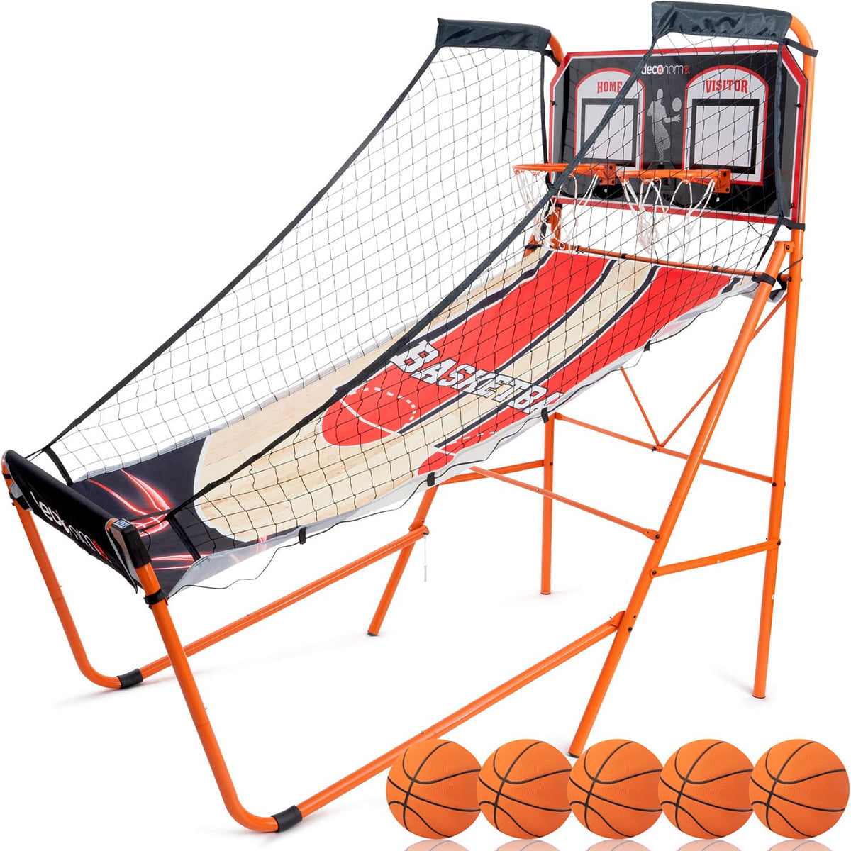 Deco Gear - Indoor 1-4 Player, LED Scoreboard, 8 Game Modes, 5 Balls Arcade Basketball Game BB01