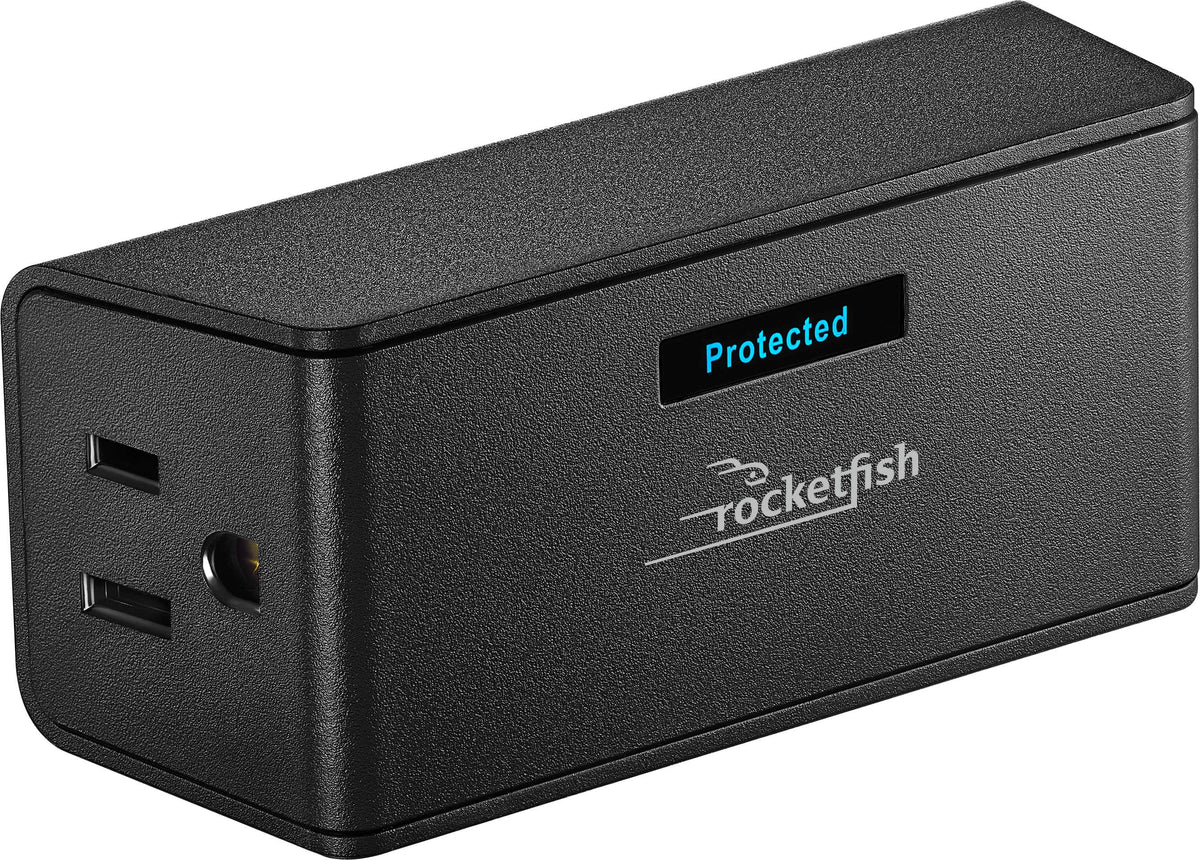 Rocketfish™ - 2-Outlet Wall Tap 1,500 Joules Surge Protector - Black