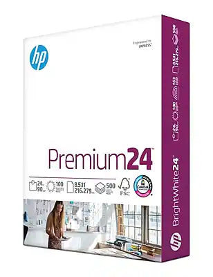 HP - Premium24 8.5" x 11" Laser Paper, 24 lbs., 100 Brightness, 500 Sheets/Ream