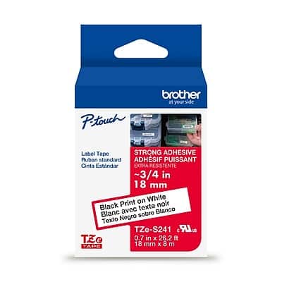 Petouch  
Label Tape  
Ruban standard  
Cinta Estándar  
STRONG ADHESIVE  
ADHÉSIF PUISSANT  
EXTRA RESISTENTE  
~3/4 in  
18 mm  
Black Print on White  
Texte Noir sur Blanc  
Texto Negro sobre Blanco  
TZe-S241  
0.7 in x 26.2 ft  
18 mm x 8 m  
TZe  
TAPE