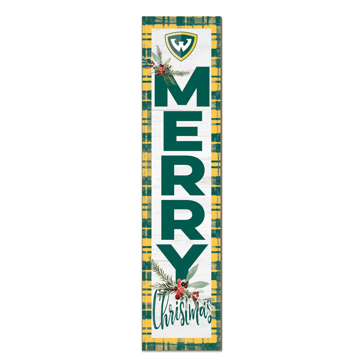 Jardine - Wayne State Warriors 12'' x 48'' Outdoor Merry Christmas Leaner - White