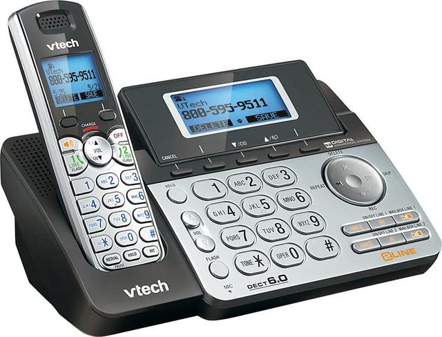 Angle. VTech - DS6151 DECT 6.0 Expandable 2-Line Cordless Phone with Digital Answering System and Dial-In Base - 1 Handset - Black.