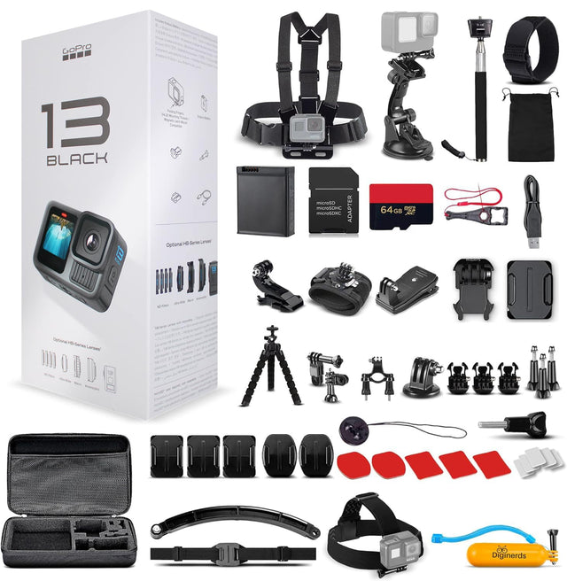 A GoPro 13 Black Hero 13 Black - Muniy - Corona - N MicroSDHC Adapter 64GB - Optional HB-Series Lenses - ANT - Optional HB-Series Lenses - GoPro 13 Black - Diginerds