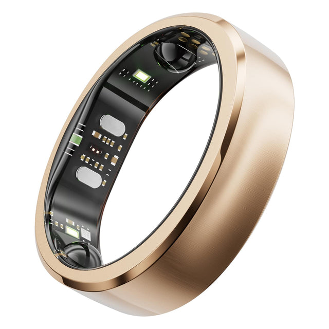 Front. RINGCONN - Gen 3 Smart Ring with Vascular Health Insights, Vibration Alerts, Sleep Apnea Monitoring, Charging Case - Size 6 - Brushed Rose Gold.