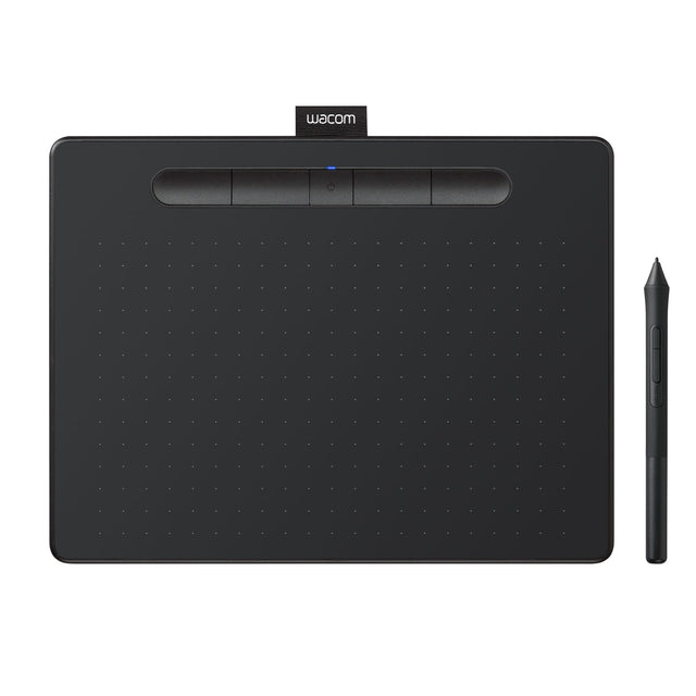 Front. Wacom - Intuos Medium Bluetooth Graphics Drawing Tablet, Includes Training & Software; Works w/ Chromebook Mac Android & Windows - Black.