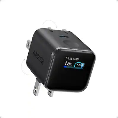 Anker - Nano Smart Display USB C Charger Block, 45W Max GaN Phone Charger,180° Foldable Plug