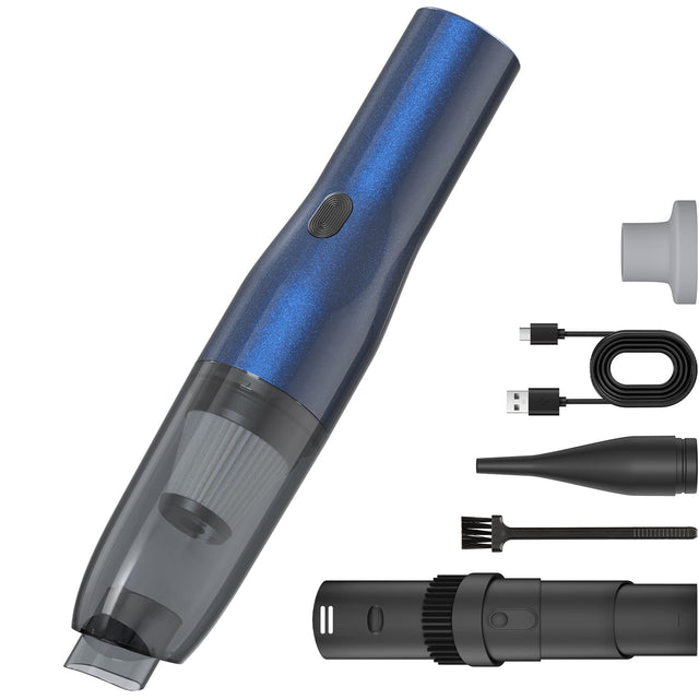 Front. INSE - H2 Handheld Car Vacuum, Mini Cordless Vacuum Cleaner with Visual Dust Storage Silo Type-C Charge for Car, Sofas, Tableto - Blue Gray.