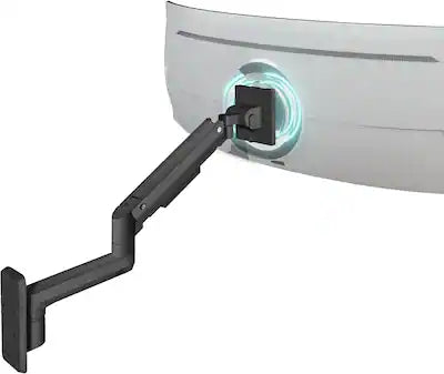 Mount-It! - Mount‑It! Heavy‑Duty Wall Mount Arm for 49″ Curved & Ultrawide Monitors, Gas‑Spring Full Motion, 23.5″ Reach, 44 lb
