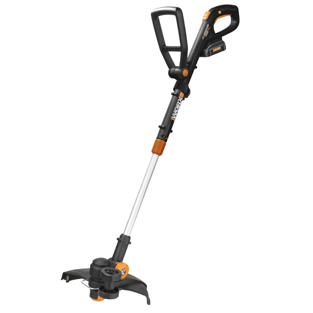 Front. WORX - 20V 12" Cordless Straight Shaft Grass Trimmer (1 x 2.0 Ah Battery and 1 x Charger) - Black.