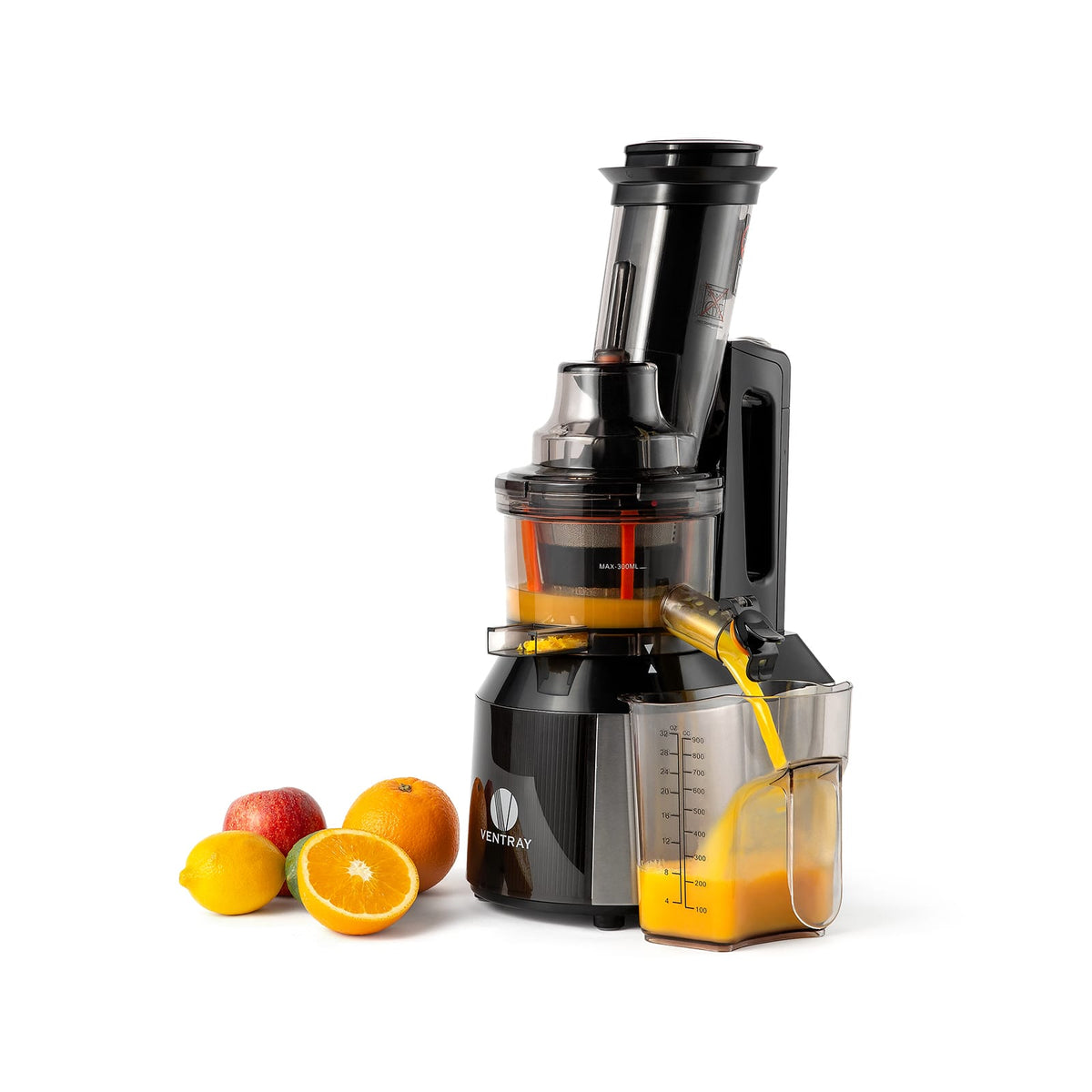 Ventray - Masticating Juicer Large Chute Juice Extractor with Reverse Function for Fruit & Vegetable - Black