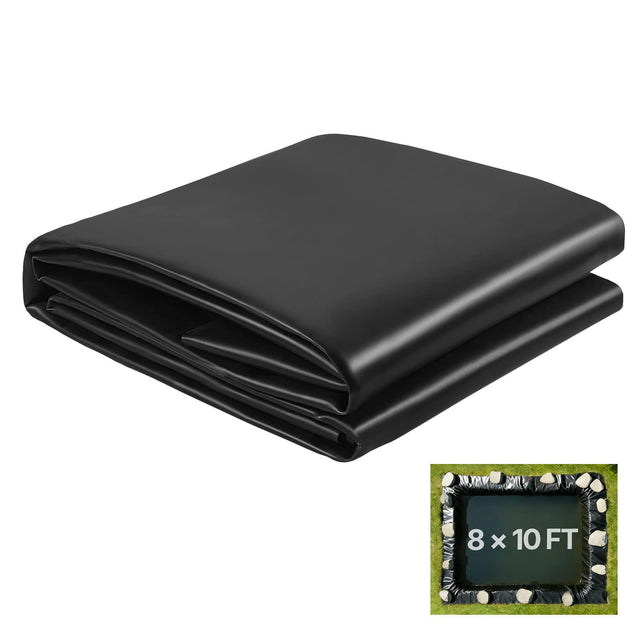 Front. VEVOR - 8 x 10 ft Pond Liner, 45 Mil Thickness, EPDM Rubber Material Fish Pond Liner for Outdoor Ponds, Easy to Cut - Black.