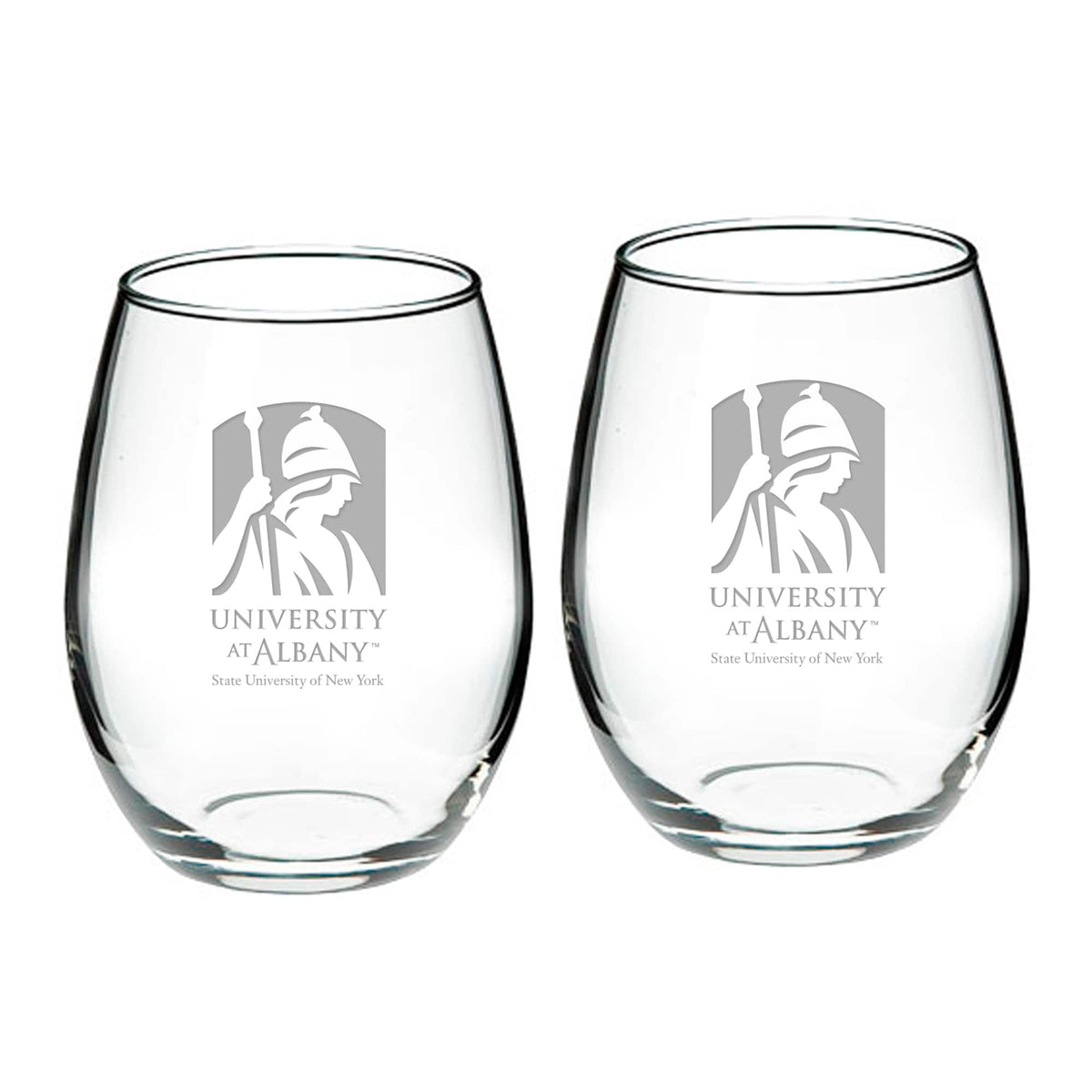 Jardine - UAlbany Great Danes 21oz. 2-Piece Stemless Wine Glass Set - Multicolor