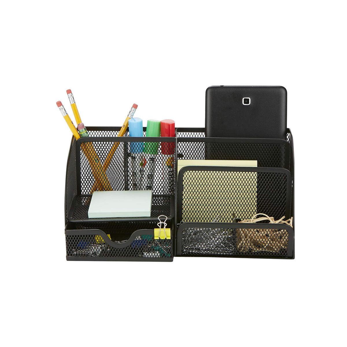 Mind Reader - Desk Organizer 7 Compartment - Black