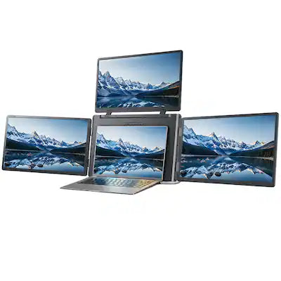 INVZI - MagHub Quad Max 18.5" Portable Monitor for Laptops - Quad Screen Laptop Extender with Foldable Multi-Screen Workspace, U