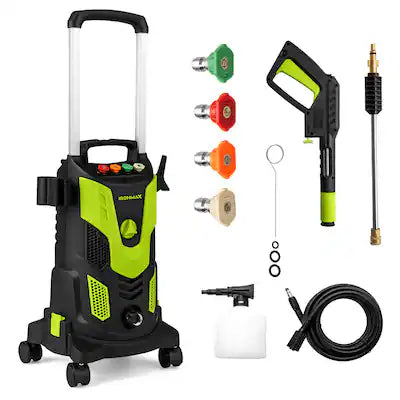 Costway - Electric Pressure Washer with 4 Nozzles & Soap Bottle Lockable Wheels for Cleaning
