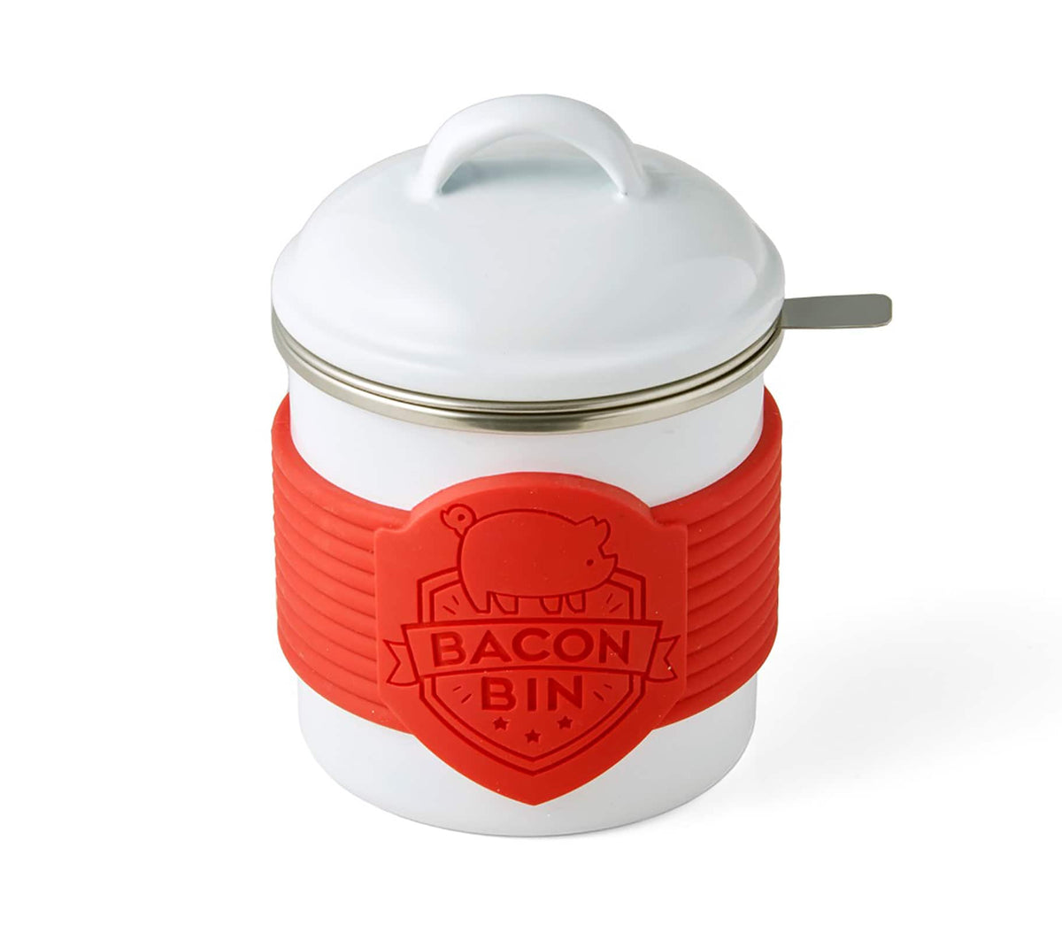Talisman Designs - Enamel Coated Metal Bacon Bin Grease Container, 1 cup - White