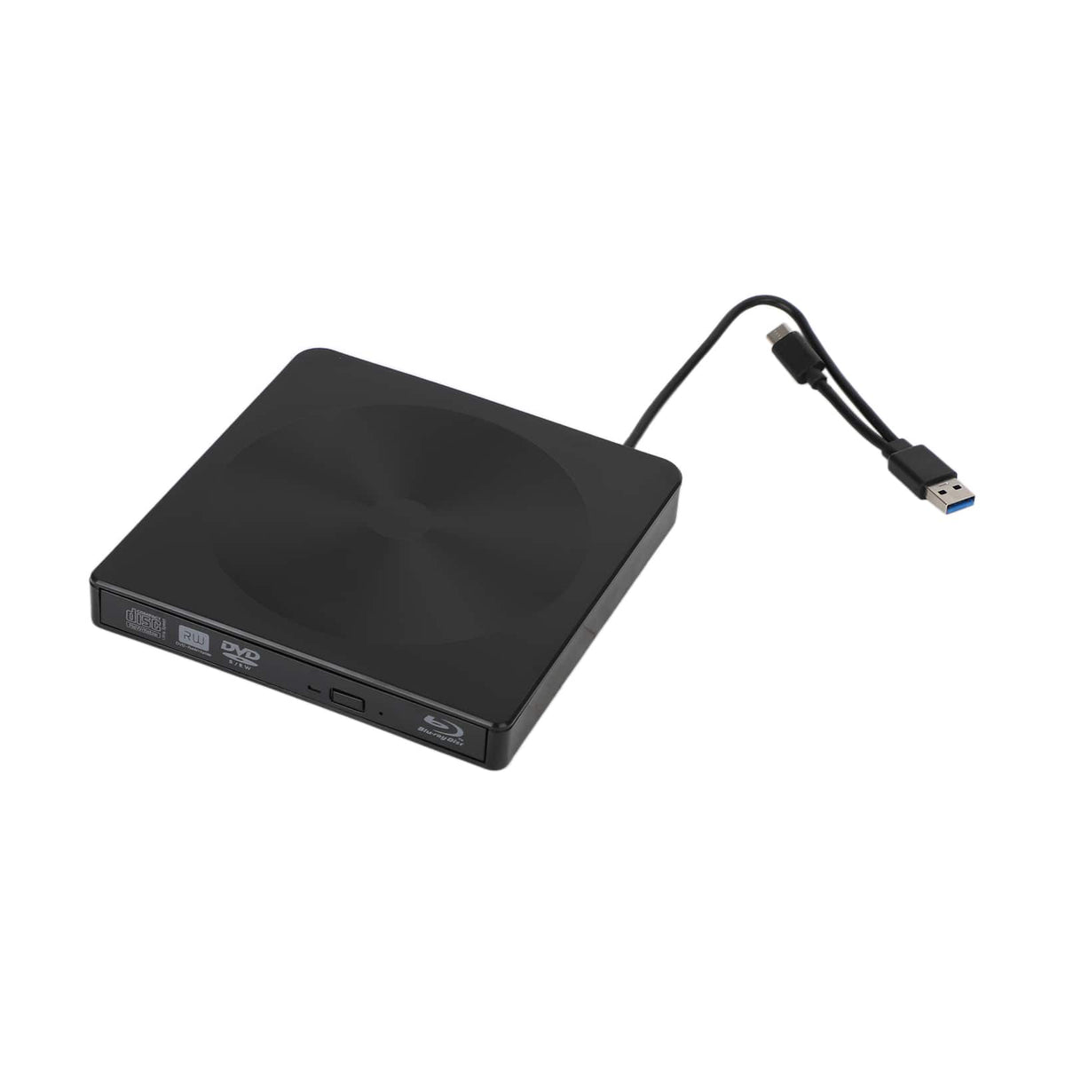 Topteng - 4K USB 3.0 External BD Drive – Read/Write Blu-ray, DVD & CD, Type-C, Portable Burner, Fit for Windows & Mac - Black