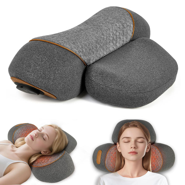 Morfone - 3-in-1 Heating and Massage Neck Pillow for Relieving Shoulder and Back Pain Cervical Massage Pillow 1 Piece - Gray