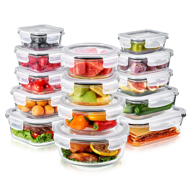 Front. Sorbus - Sorbus 28-Piece Glass Food Storage Containers with Lids - Airtight, Microwave, Fridge, Dishwasher, Oven Safe - Clear.