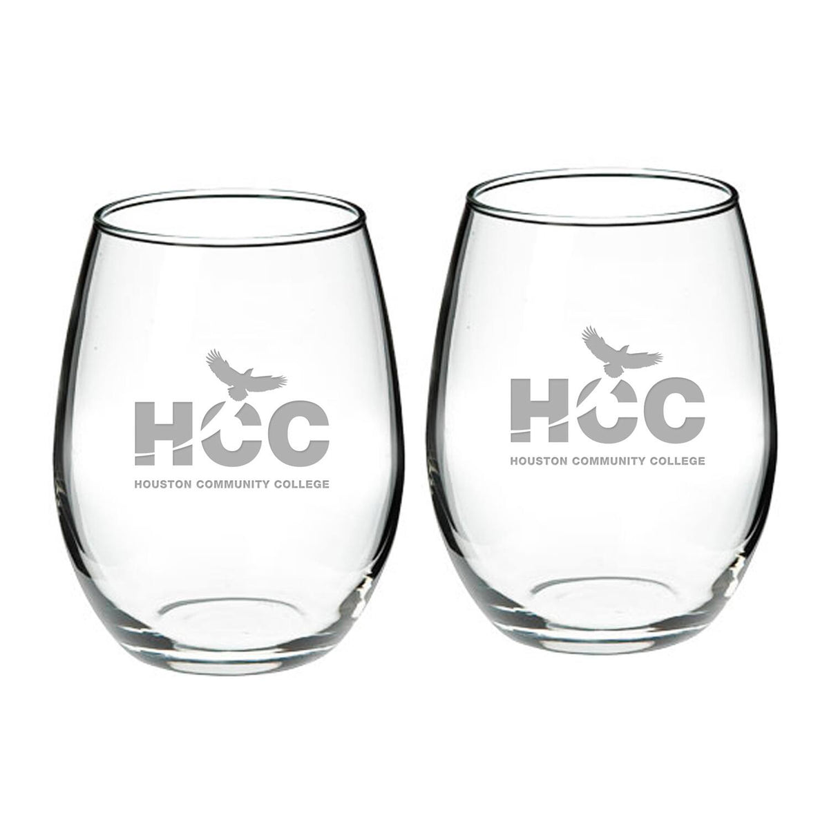 Jardine - Houston Community College Team Design Two-Piece 21oz. Stemless Wine Glass Set - Multicolor