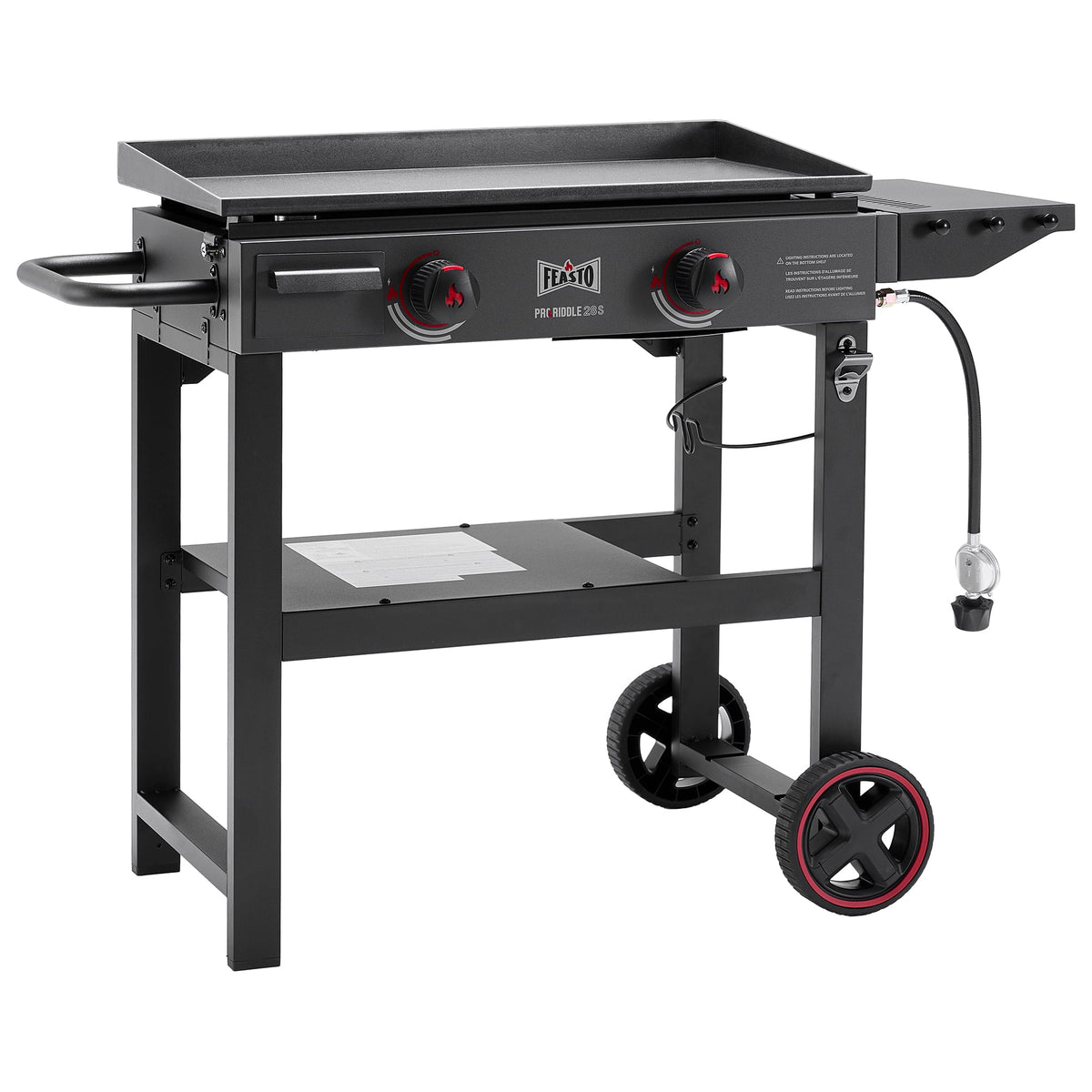 FEASTO - 28" 2-Burner Propane Gas Griddle with Cart - Black