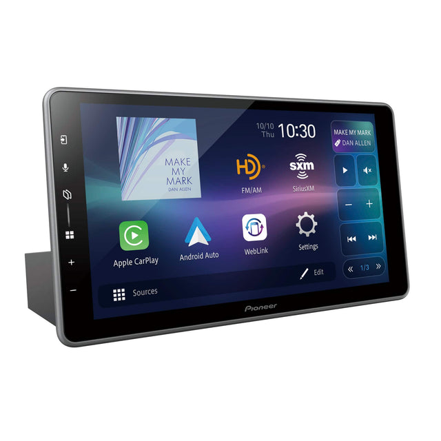 10/10 Thu 10:30  
MAKE MY MARK  
DAN ALLEN  
HD FM/AM  
SiriusXM  
Apple CarPlay  
Android Auto  
WebLink  
Settings  
Edit  
Sources  
Pioneer