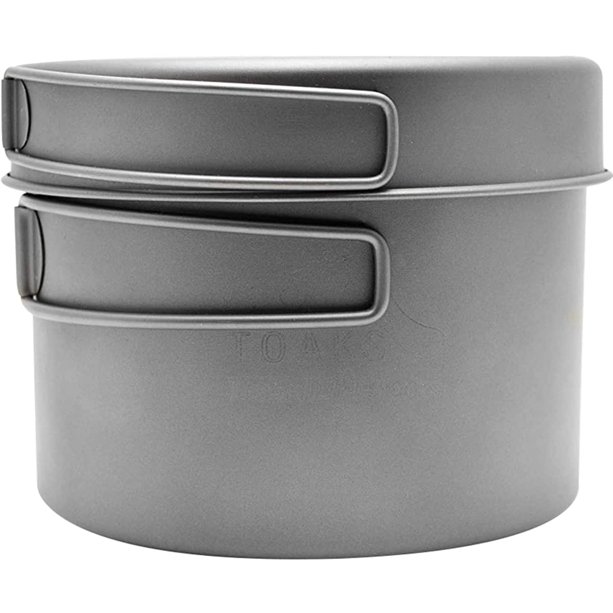 TOAKS - Titanium Outdoor Camping Cook Pot with Pan and Foldable Handles - 1300ml - Silver/Matte gray