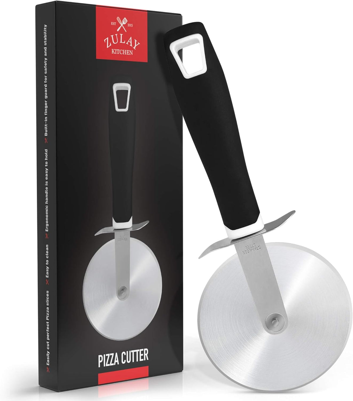 Zulay Kitchen - Pizza Cutter Wheel with Comfortable Grip - Black