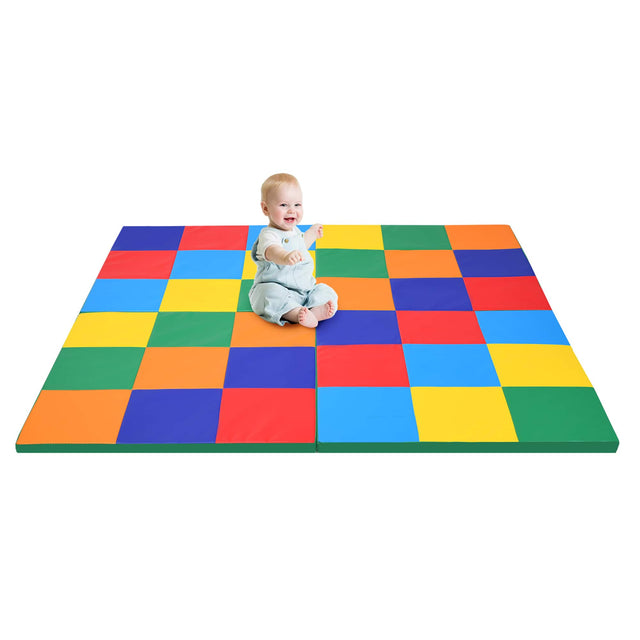 Front. Costway - 58'' Toddler Foam Play Mat Baby Folding Activity Floor Mat Home School Daycare - Multi-color.