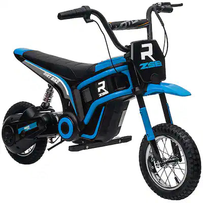 Aosom - Electric Dirt Bike with Twist Throttle, 24V 350W Off-Road Motorcycle, Up to15MPH with Brake, Music, Suspension for 13+