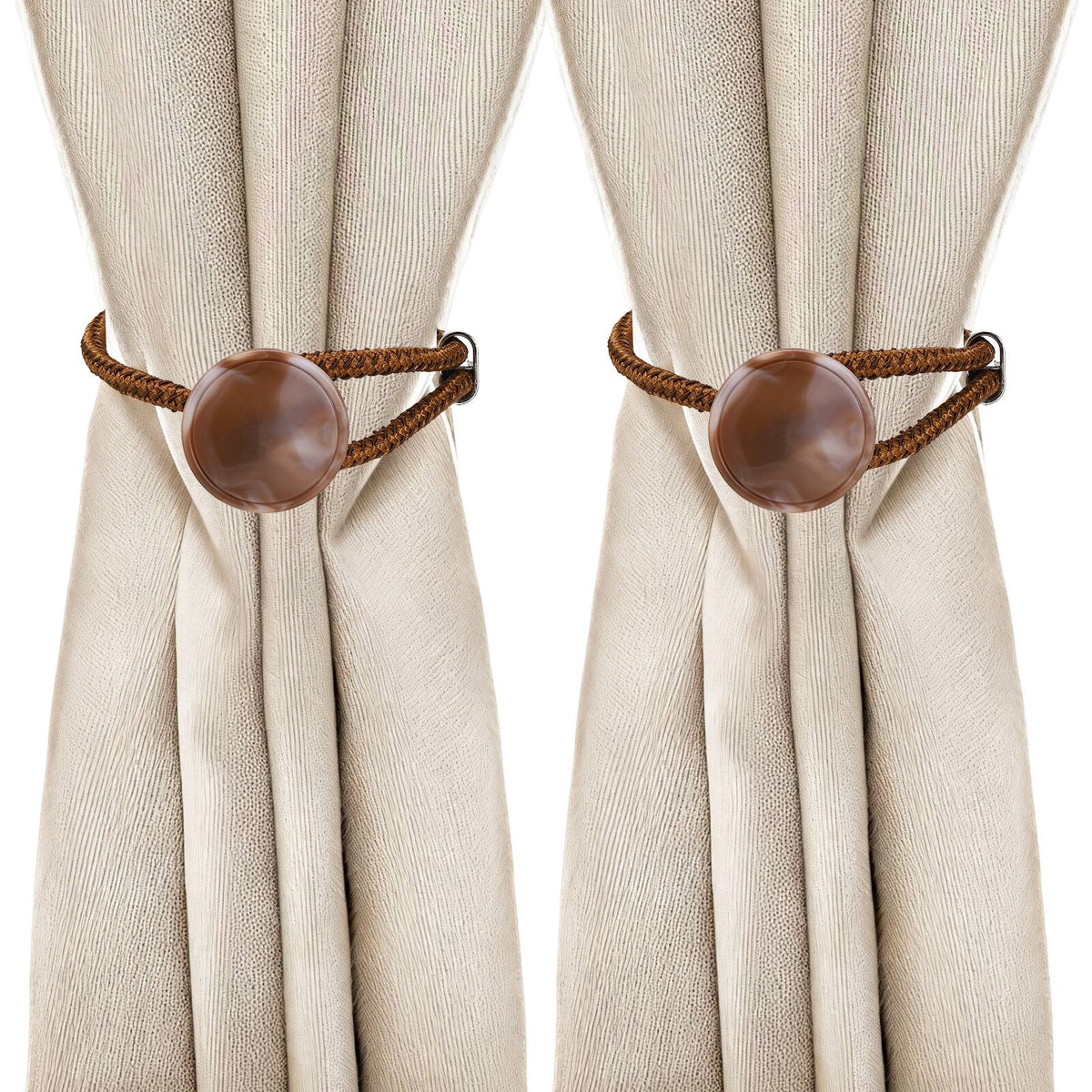 Unique Bargains - Premium 4pcs Rope Curtain Tiebacks with Buckle Decorative Holders for Home Office Thin Sheer Window Curtains - Coffee