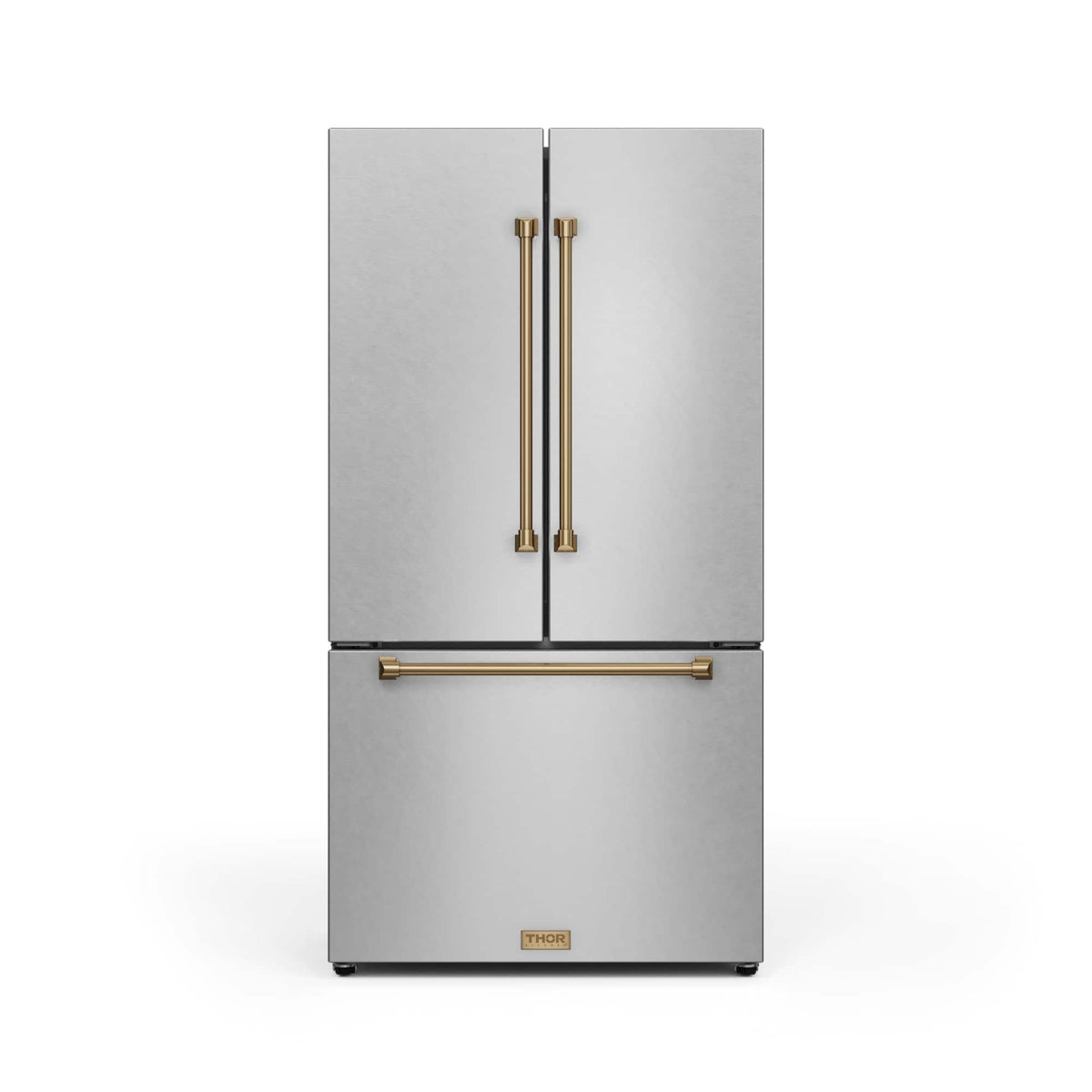 36 in. Wide Gordon Ramsay Series by Thor Kitchen 20.3 Cu. Ft. Counter Depth Refrigerator with Bronze Hardware - Stainless Steel